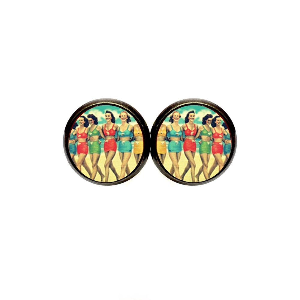 Retro Vintage Pin Up Girl Earrings - Summer, Beach